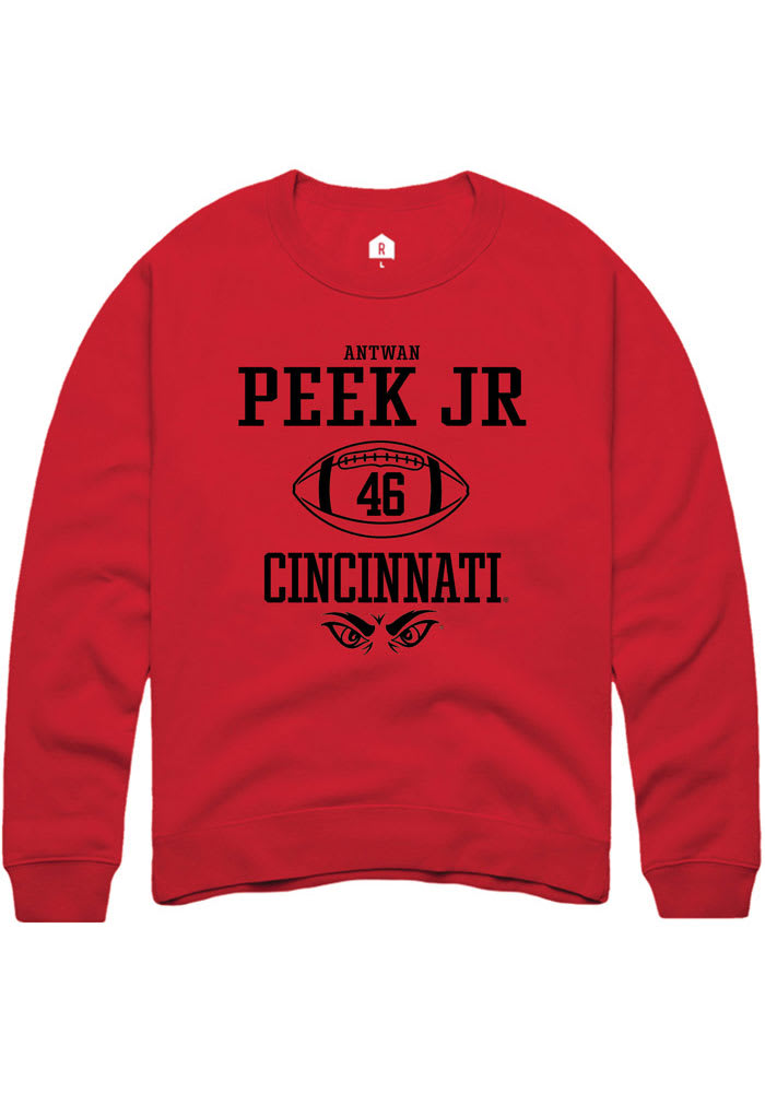 Antwan Peek Jr. Rally Cincinnati Bearcats Mens Red NIL Sport Icon Long Sleeve Crew Sweatshirt