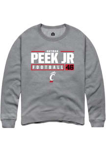 Antwan Peek Jr. Rally Mens Graphite Cincinnati Bearcats NIL Stacked Box Crew Sweatshirt