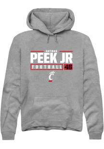 Antwan Peek Jr. Rally Mens Graphite Cincinnati Bearcats NIL Stacked Box Hooded Sweatshirt