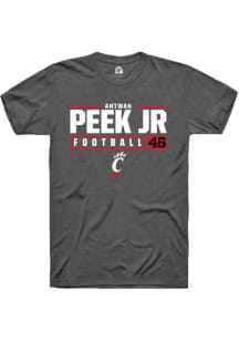 Antwan Peek Jr. Dark Grey Cincinnati Bearcats NIL Stacked Box Short Sleeve T Shirt