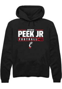 Antwan Peek Jr. Rally Mens Black Cincinnati Bearcats NIL Stacked Box Hooded Sweatshirt