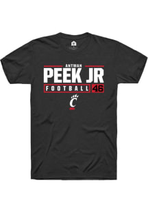 Antwan Peek Jr. Black Cincinnati Bearcats NIL Stacked Box Short Sleeve T Shirt