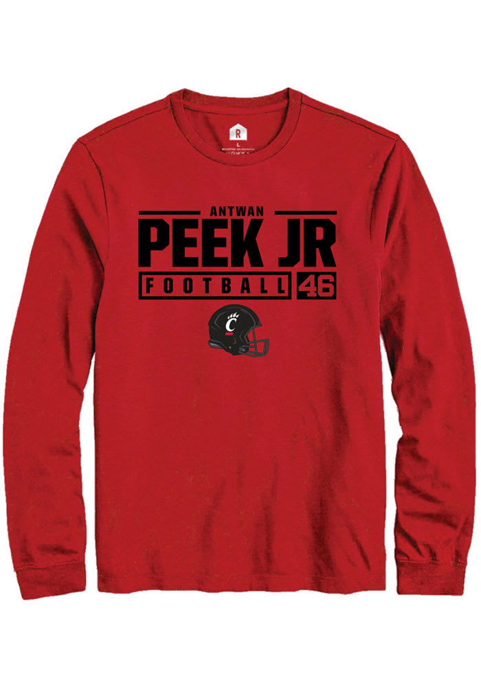 Antwan Peek Jr. Cincinnati Bearcats Red Rally NIL Stacked Box Long Sleeve T Shirt