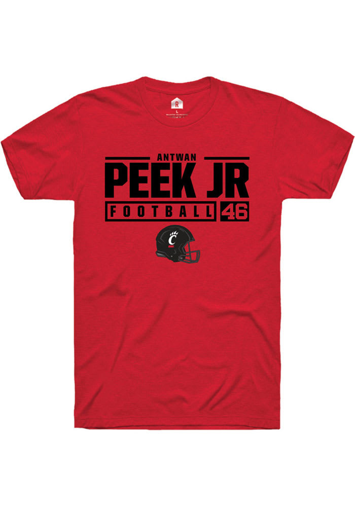 Antwan Peek Jr. Cincinnati Bearcats Red Rally NIL Stacked Box Short Sleeve T Shirt