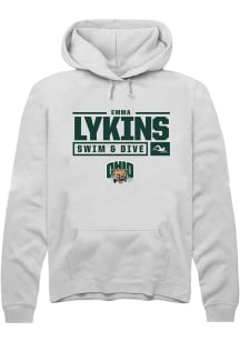 Emma Lykins  Rally Ohio Bobcats Mens White NIL Stacked Box Long Sleeve Hoodie