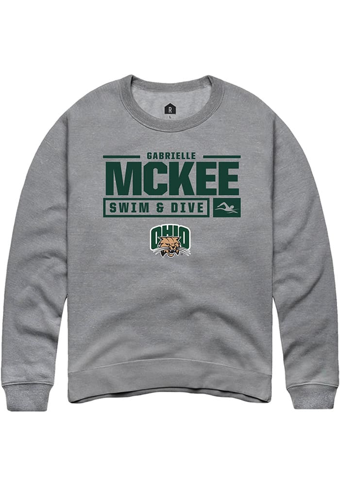 Gabrielle McKee  Rally Ohio Bobcats Mens Graphite NIL Stacked Box Long Sleeve Crew Sweatshirt