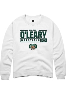 Malachi O'Leary  Rally Ohio Bobcats Mens White NIL Stacked Box Long Sleeve Crew Sweatshirt