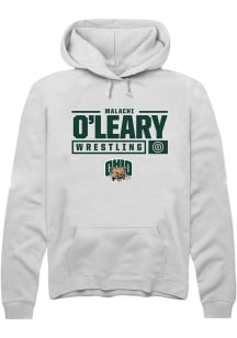 Malachi O'Leary  Rally Ohio Bobcats Mens White NIL Stacked Box Long Sleeve Hoodie