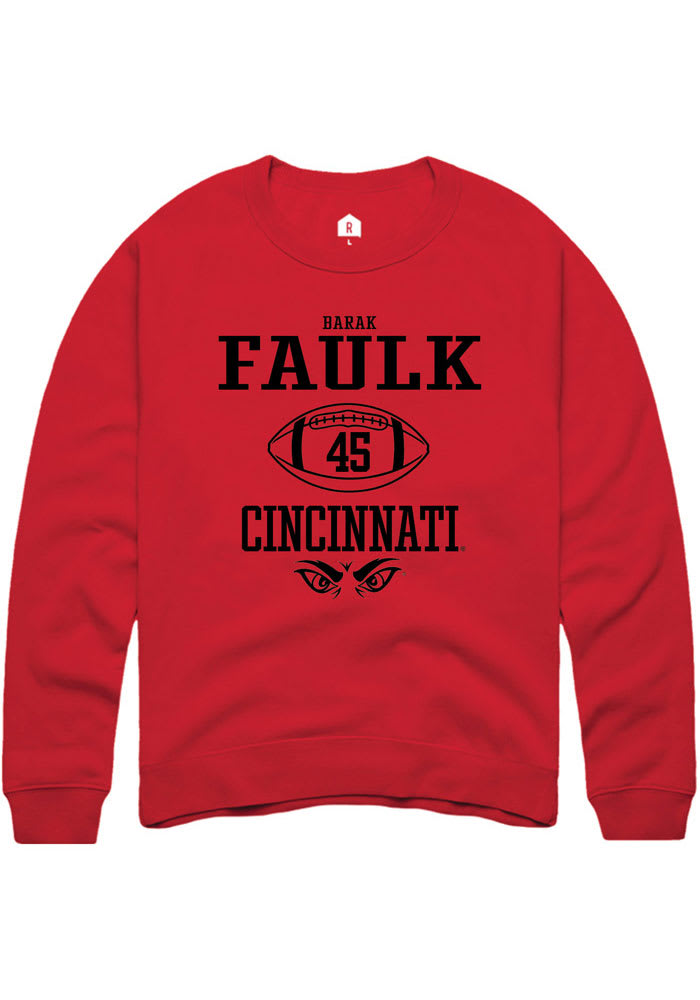Barak Faulk Rally Cincinnati Bearcats Mens Red NIL Sport Icon Long Sleeve Crew Sweatshirt