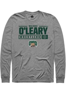 Malachi O'Leary  Ohio Bobcats Graphite Rally NIL Stacked Box Long Sleeve T Shirt