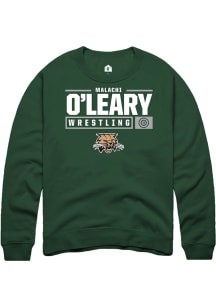 Malachi O'Leary  Rally Ohio Bobcats Mens Green NIL Stacked Box Long Sleeve Crew Sweatshirt