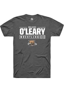 Malachi O'Leary  Ohio Bobcats Dark Grey Rally NIL Stacked Box Short Sleeve T Shirt