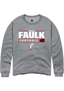 Barak Faulk Rally Mens Graphite Cincinnati Bearcats NIL Stacked Box Crew Sweatshirt