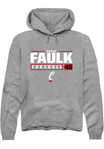 Barak Faulk Rally Mens Graphite Cincinnati Bearcats NIL Stacked Box Hooded Sweatshirt