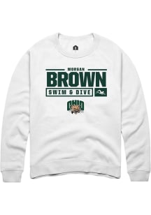 Morgan Brown  Rally Ohio Bobcats Mens White NIL Stacked Box Long Sleeve Crew Sweatshirt