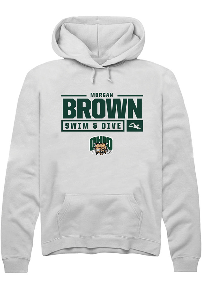 Morgan Brown Rally Ohio Bobcats Mens NIL Stacked Box Long Sleeve Hoodie