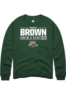 Morgan Brown  Rally Ohio Bobcats Mens Green NIL Stacked Box Long Sleeve Crew Sweatshirt