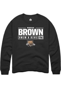 Morgan Brown  Rally Ohio Bobcats Mens Black NIL Stacked Box Long Sleeve Crew Sweatshirt