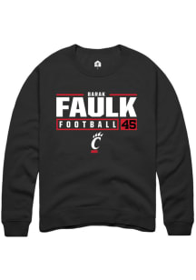 Barak Faulk Rally Mens Black Cincinnati Bearcats NIL Stacked Box Crew Sweatshirt