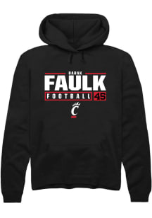 Barak Faulk Rally Mens Black Cincinnati Bearcats NIL Stacked Box Hooded Sweatshirt