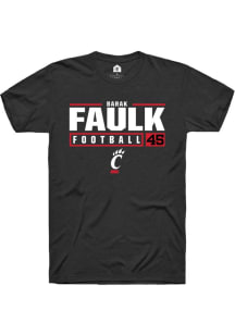 Barak Faulk Black Cincinnati Bearcats NIL Stacked Box Short Sleeve T Shirt