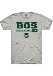 Savanna Bos  Ohio Bobcats Ash Rally NIL Stacked Box Short Sleeve T Shirt