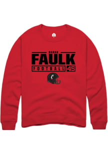 Barak Faulk Rally Mens Red Cincinnati Bearcats NIL Stacked Box Crew Sweatshirt