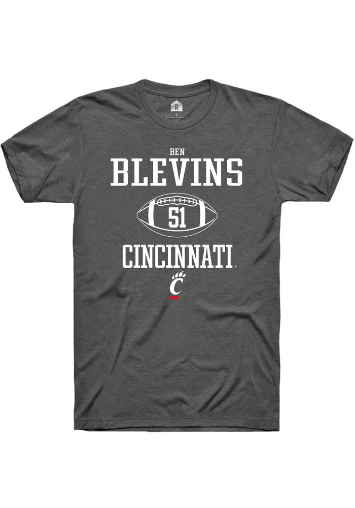 Ben Blevins  Cincinnati Bearcats Dark Grey Rally NIL Sport Icon Short Sleeve T Shirt