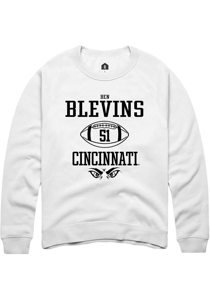 Ben Blevins Rally Cincinnati Bearcats Mens White NIL Sport Icon Long Sleeve Crew Sweatshirt