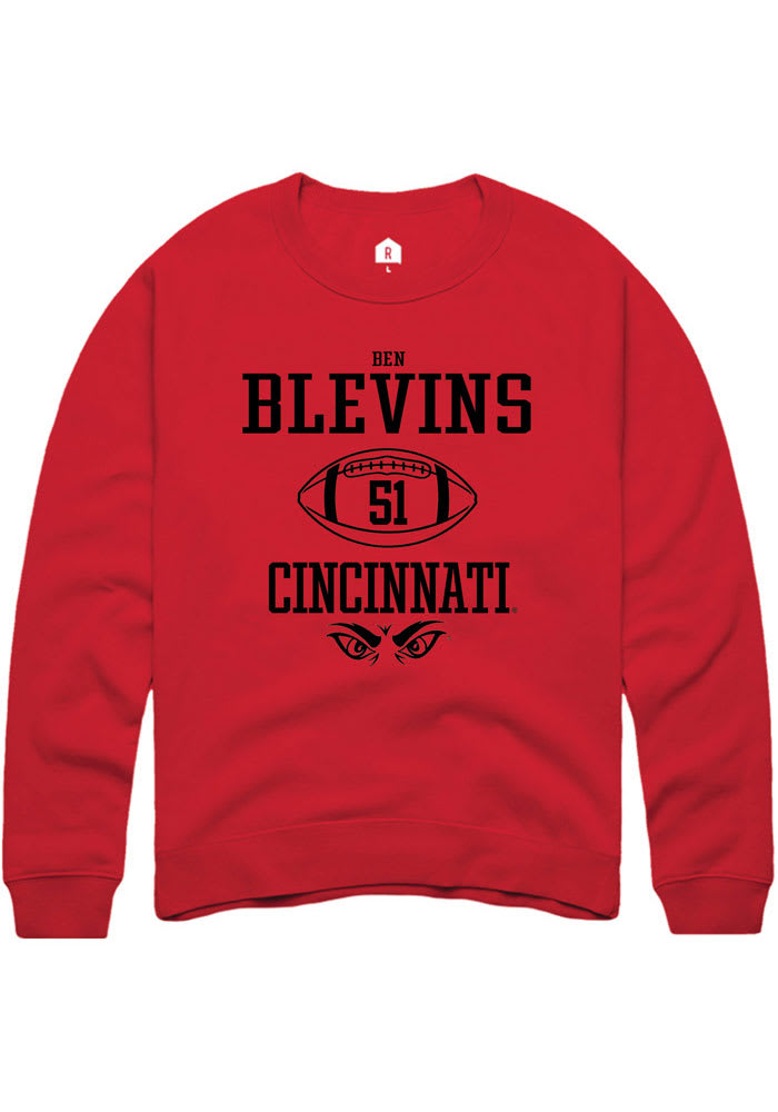 Ben Blevins Rally Cincinnati Bearcats Mens Red NIL Sport Icon Long Sleeve Crew Sweatshirt