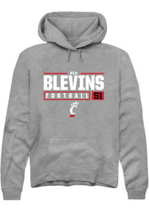 Ben Blevins Rally Mens Graphite Cincinnati Bearcats NIL Stacked Box Hooded Sweatshirt