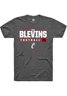 Ben Blevins Dark Grey Cincinnati Bearcats NIL Stacked Box Short Sleeve T Shirt