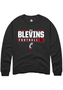 Ben Blevins Rally Mens Black Cincinnati Bearcats NIL Stacked Box Crew Sweatshirt