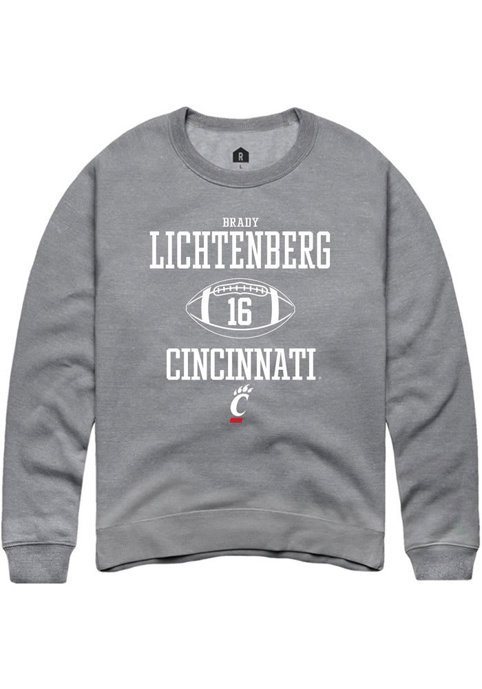 Brady Lichtenberg Rally Cincinnati Bearcats Mens Graphite NIL Sport Icon Long Sleeve Crew Sweatshirt