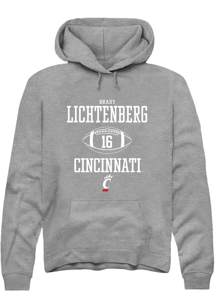 Brady Lichtenberg Rally Cincinnati Bearcats Mens Grey NIL Sport Icon Long Sleeve Hoodie
