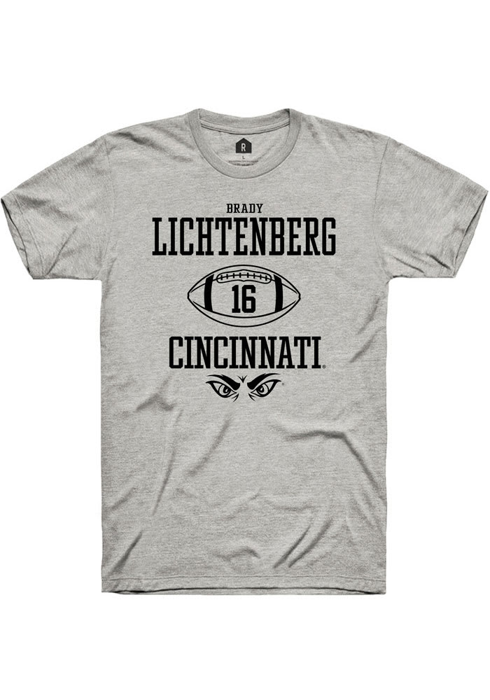 Brady Lichtenberg Cincinnati Bearcats Grey Rally NIL Sport Icon Short Sleeve T Shirt