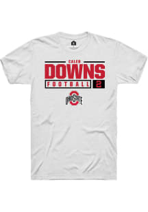 Caleb Downs  Ohio State Buckeyes White Rally NIL Stacked Box Short Sleeve T Shirt