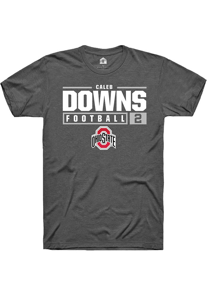 Caleb Downs  Ohio State Buckeyes Dark Grey Rally NIL Stacked Box Short Sleeve T Shirt