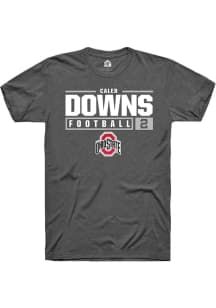 Caleb Downs  Ohio State Buckeyes Dark Grey Rally NIL Stacked Box Short Sleeve T Shirt