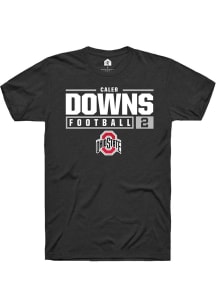 Caleb Downs  Ohio State Buckeyes Black Rally NIL Stacked Box Short Sleeve T Shirt