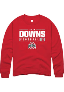 Caleb Downs  Rally Ohio State Buckeyes Mens Red NIL Stacked Box Long Sleeve Crew Sweatshirt