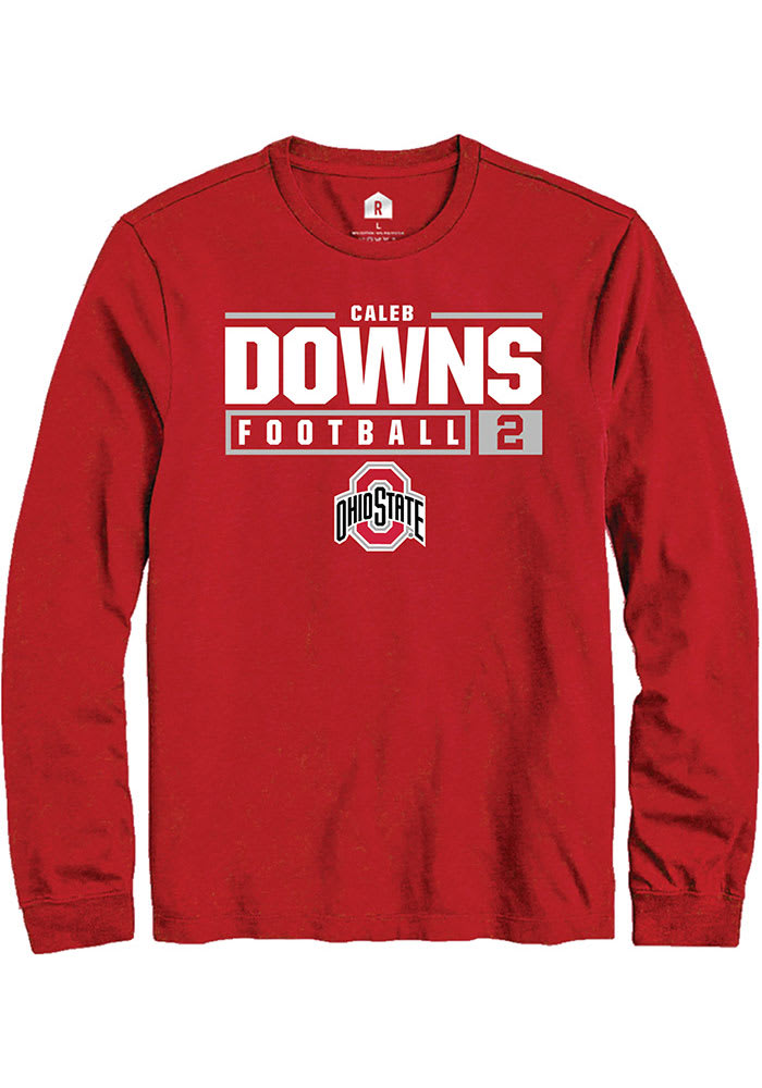 Caleb Downs Ohio State Buckeyes Rally NIL Stacked Box Long Sleeve T Shirt