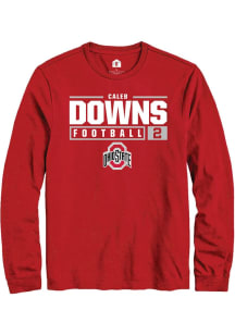 Caleb Downs  Ohio State Buckeyes Red Rally NIL Stacked Box Long Sleeve T Shirt