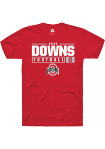 Caleb Downs  Ohio State Buckeyes Red Rally NIL Stacked Box Short Sleeve T Shirt