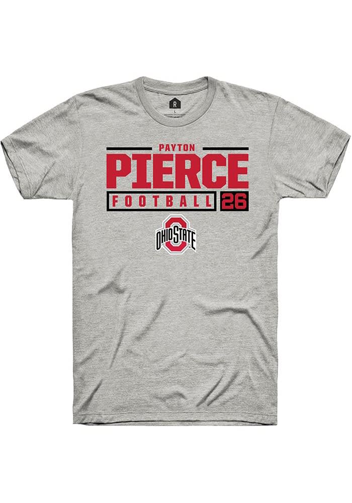 Payton Pierce  Ohio State Buckeyes Ash Rally NIL Stacked Box Short Sleeve T Shirt