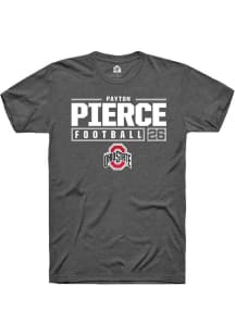 Payton Pierce  Ohio State Buckeyes Dark Grey Rally NIL Stacked Box Short Sleeve T Shirt