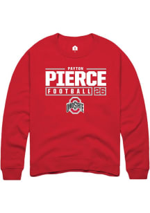 Payton Pierce  Rally Ohio State Buckeyes Mens Red NIL Stacked Box Long Sleeve Crew Sweatshirt