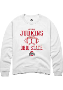 Quinshon Judkins  Rally Ohio State Buckeyes Mens White NIL Sport Icon Long Sleeve Crew Sweatshir..