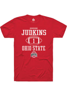 Quinshon Judkins  Ohio State Buckeyes Red Rally NIL Sport Icon Short Sleeve T Shirt