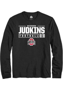 Quinshon Judkins  Ohio State Buckeyes Black Rally NIL Stacked Box Long Sleeve T Shirt